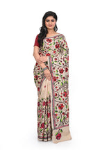 Pure Gachi Tussar Rose Motif Kantha Saree All Over Worked