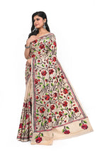 Pure Gachi Tussar Rose Motif Kantha Saree All Over Worked