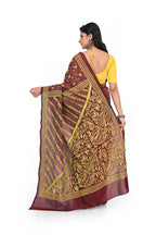 Maroon Coloured Kantha Worked Banglore Silk Saree