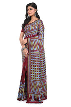 Red Coloured Kantha Stitch Silk Saree from Bengal