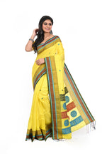 Golden Yellow Pure Matka Silk Handloom Saree with Decorated Pallu and Border