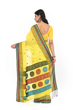 Golden Yellow Pure Matka Silk Handloom Saree with Decorated Pallu and Border