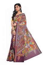Dark Wine Coloured Banglore Silk Saree with All Over Reverse Kantha Worked