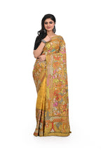 Master Yellow Banglore Silk Kantha Worked Saree with Allover Decorated