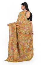 Master Yellow Banglore Silk Kantha Worked Saree with Allover Decorated