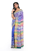 Purple Coloured Kantha Stitch Saree on Pure Bishnupuri Silk