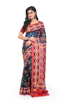 Red Border Black Tussar Saree with Gujarati Hand Work