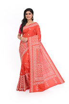 Orange Coloured Banglore Silk with Hand Gujarati Worked