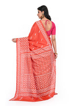 Orange Coloured Banglore Silk with Hand Gujarati Worked