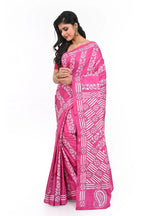 Pink Coloured Kanth Worked Banglore Silk Saree