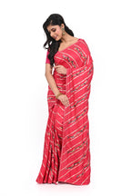 Hot Pink Allover Bulian Stitch Silk Saree