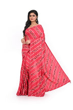 Hot Pink Allover Bulian Stitch Silk Saree