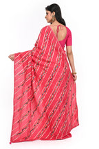 Hot Pink Allover Bulian Stitch Silk Saree