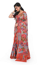 Rust Coloured Reverse Kantha Pure Banglore Silk Saree