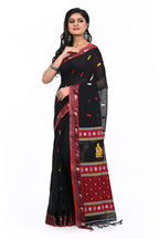 Red Border Pure Black Saree with All Over Buta and Very Decorated Pallu with Ethnique Look