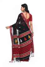 Red Border Pure Black Saree with All Over Buta and Very Decorated Pallu with Ethnique Look