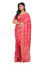 Pink Khaddi Benarasi Saree Allover Zari Worked