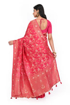 Pink Khaddi Benarasi Saree Allover Zari Worked