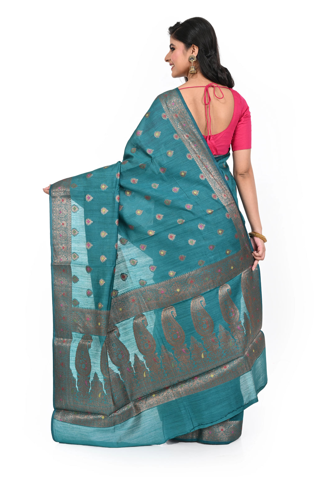 Rama Green Coloured Muga Benarasi Saree