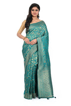 Bright Green Khaddi Benarasi Saree
