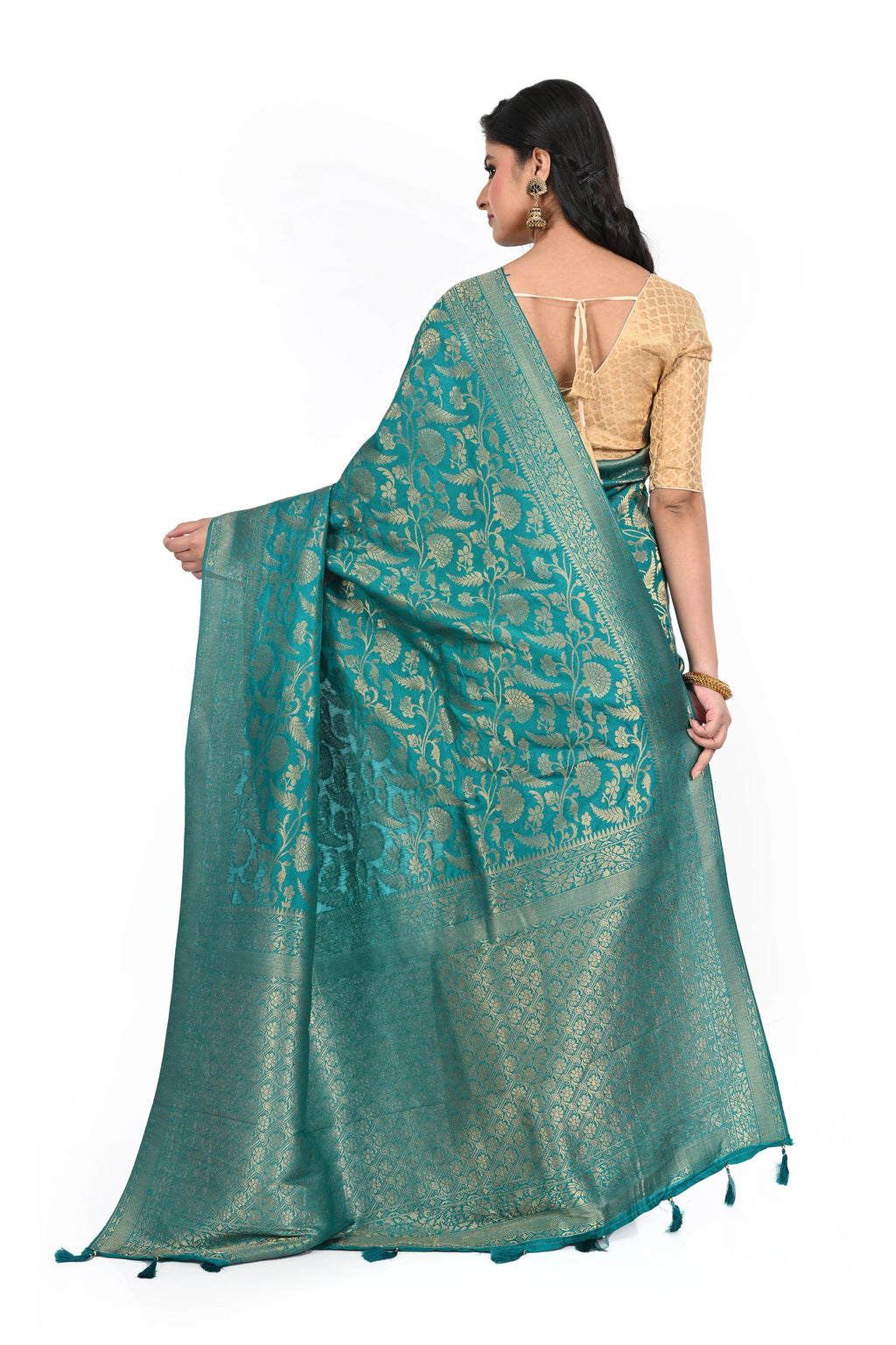 Bright Green Khaddi Benarasi Saree
