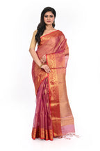 Purple Border Pure Matka Shivori Saree with Muslin Pallu