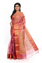 Purple Border Pure Matka Shivori Saree with Muslin Pallu