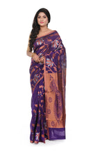 Silk Cotton Saree Violet Blue Colour with Zari Worked