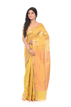Silk Cotton Zari Worked Golden Coloured Saree