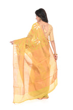 Silk Cotton Zari Worked Golden Coloured Saree