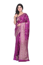 Purple Coloured Mashru Silk Saree with Antiq Zari Border and Heavy Pallu
