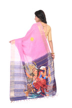 Pink Coloured Semi Tussar Hand Decorated Saree