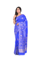 Royal Blue Mashru Silk Saree with Zari Border and Pallu