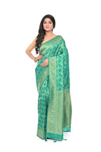 Green Khaddi Silk Saree with All Over Worked