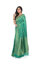 Green Khaddi Silk Saree with All Over Worked