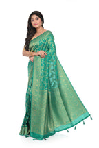 Green Khaddi Silk Saree with All Over Worked