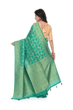 Green Khaddi Silk Saree with All Over Worked