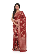 Chocolate Red Mashru Silk Saree
