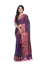 Wine Coloured Handloom Saree with Allover Zari Woven