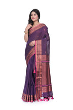 Wine Coloured Handloom Saree with Allover Zari Woven