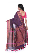 Wine Coloured Handloom Saree with Allover Zari Woven
