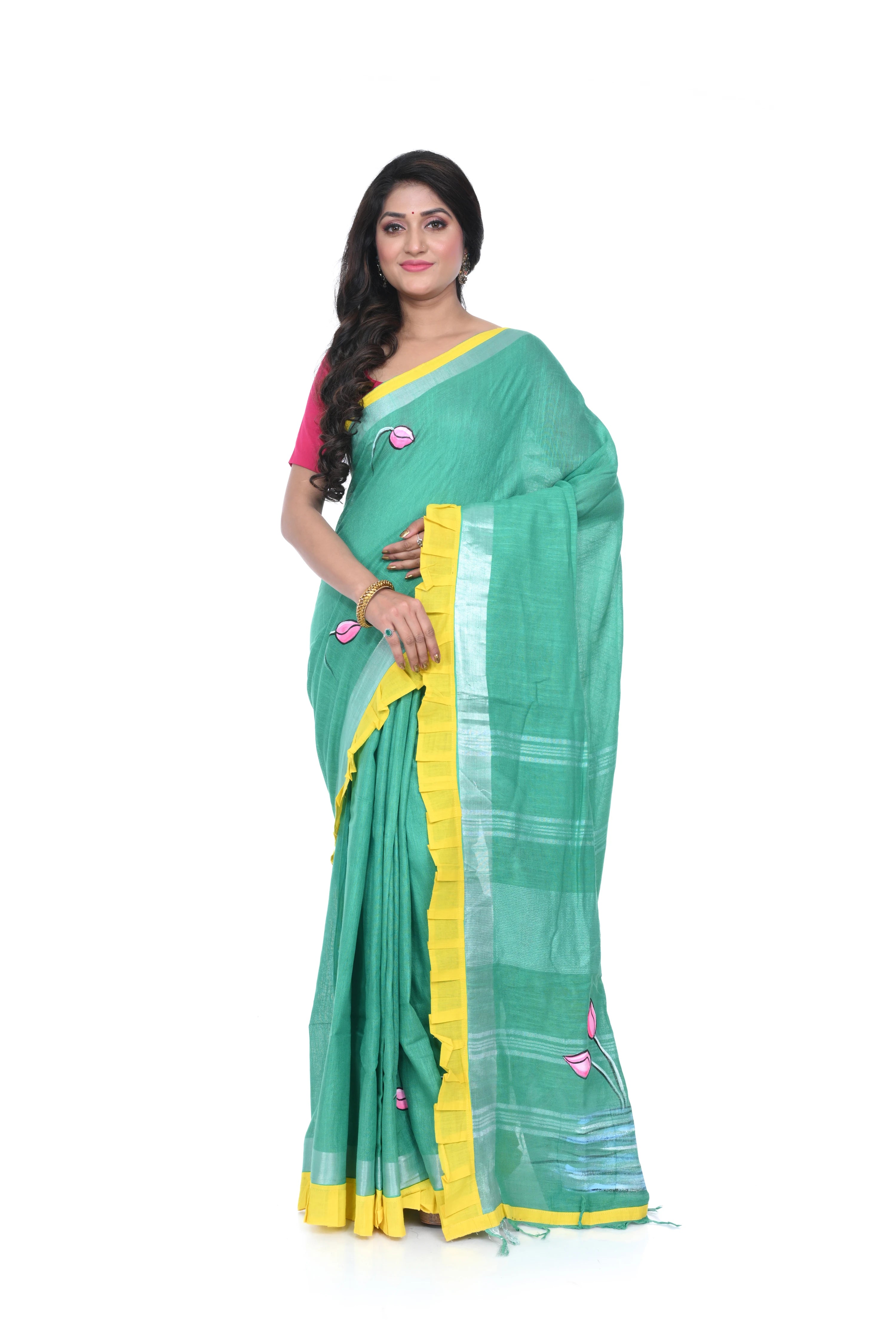 Mint Green Handloom Saree with Decorated Pallu