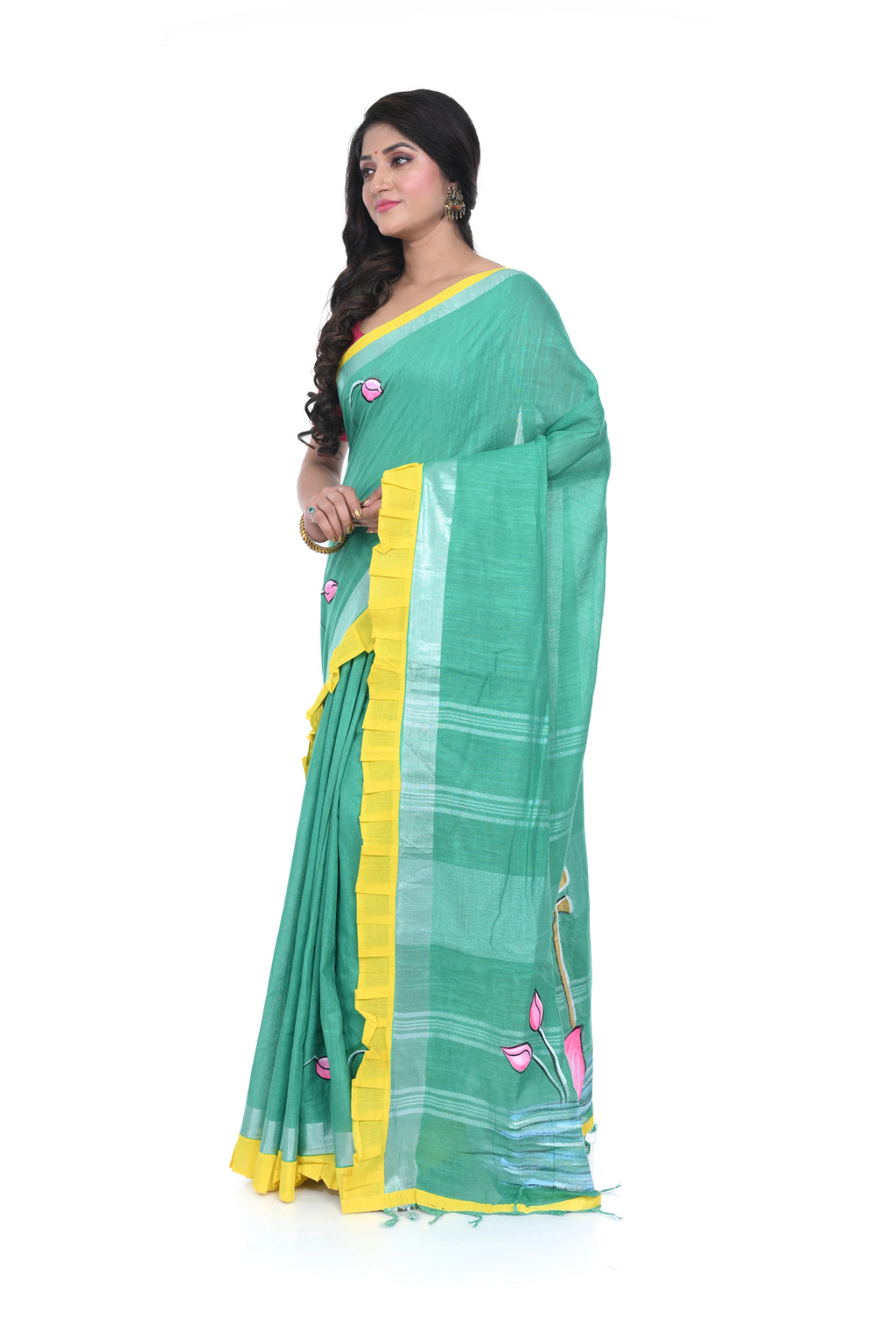 Mint Green Handloom Saree with Decorated Pallu