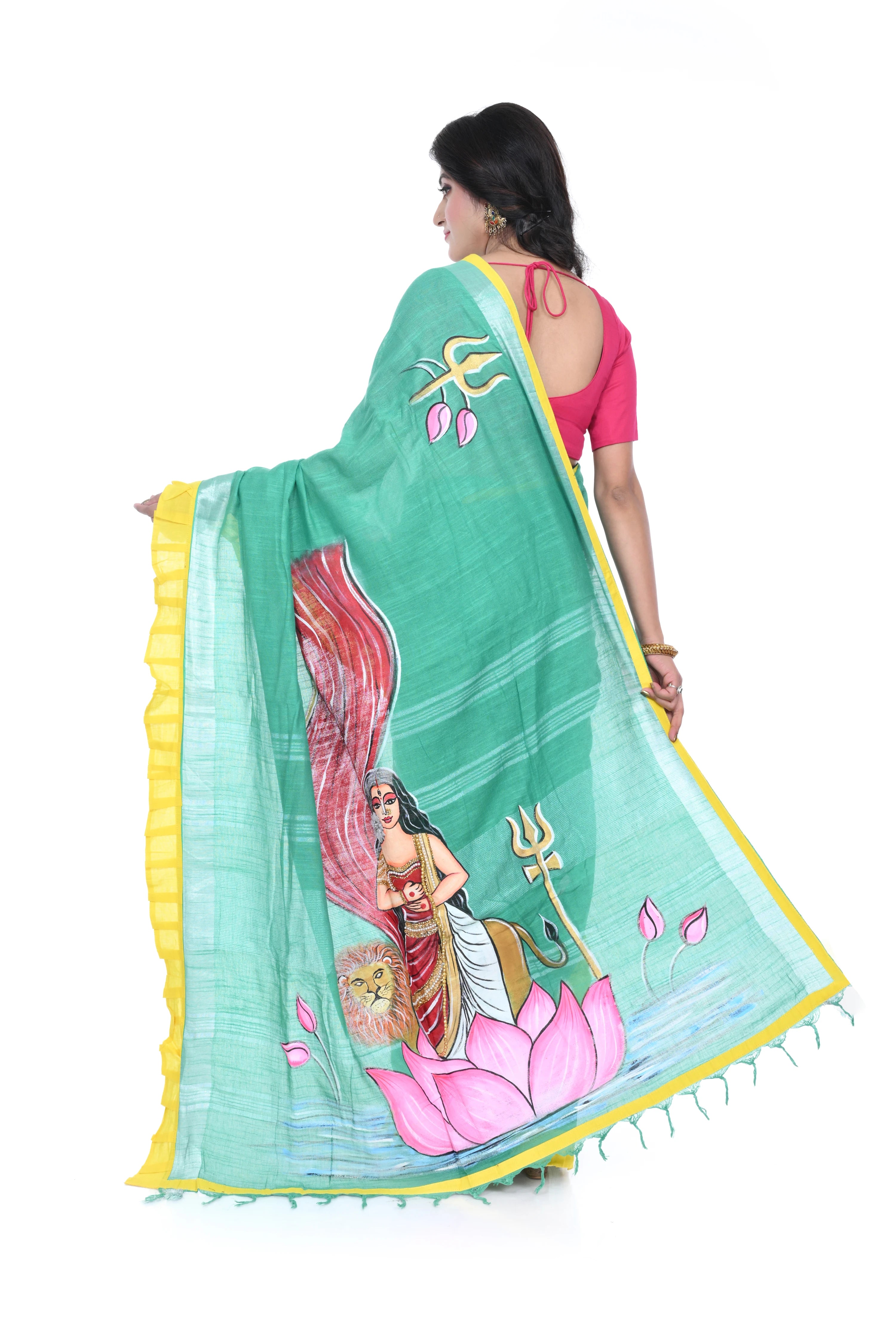Mint Green Handloom Saree with Decorated Pallu