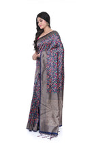 Ajrakh Print Russian Silk Saree with Zari Border