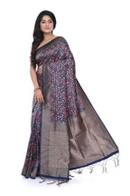 Ajrakh Print Russian Silk Saree with Zari Border