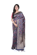 Ajrakh Print Russian Silk Saree with Zari Border