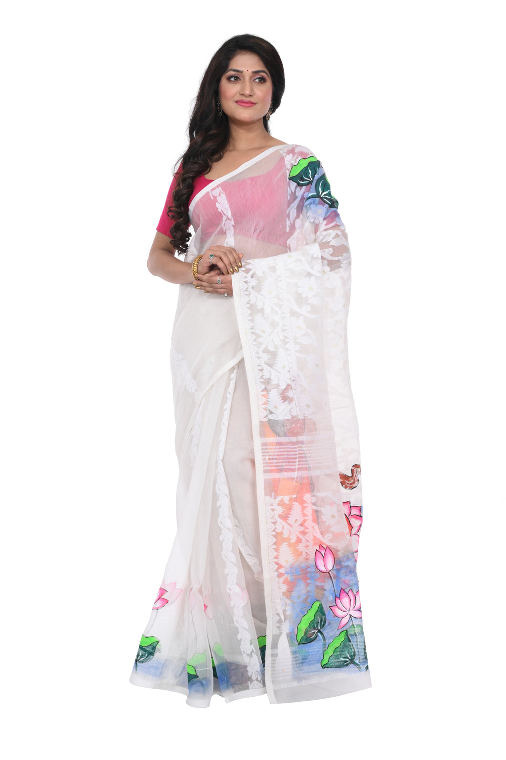 Hand Painted Cotton Jamdani Saree