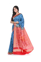 Koraput Silk Blue Coloured Saree with Red Pallu and Border