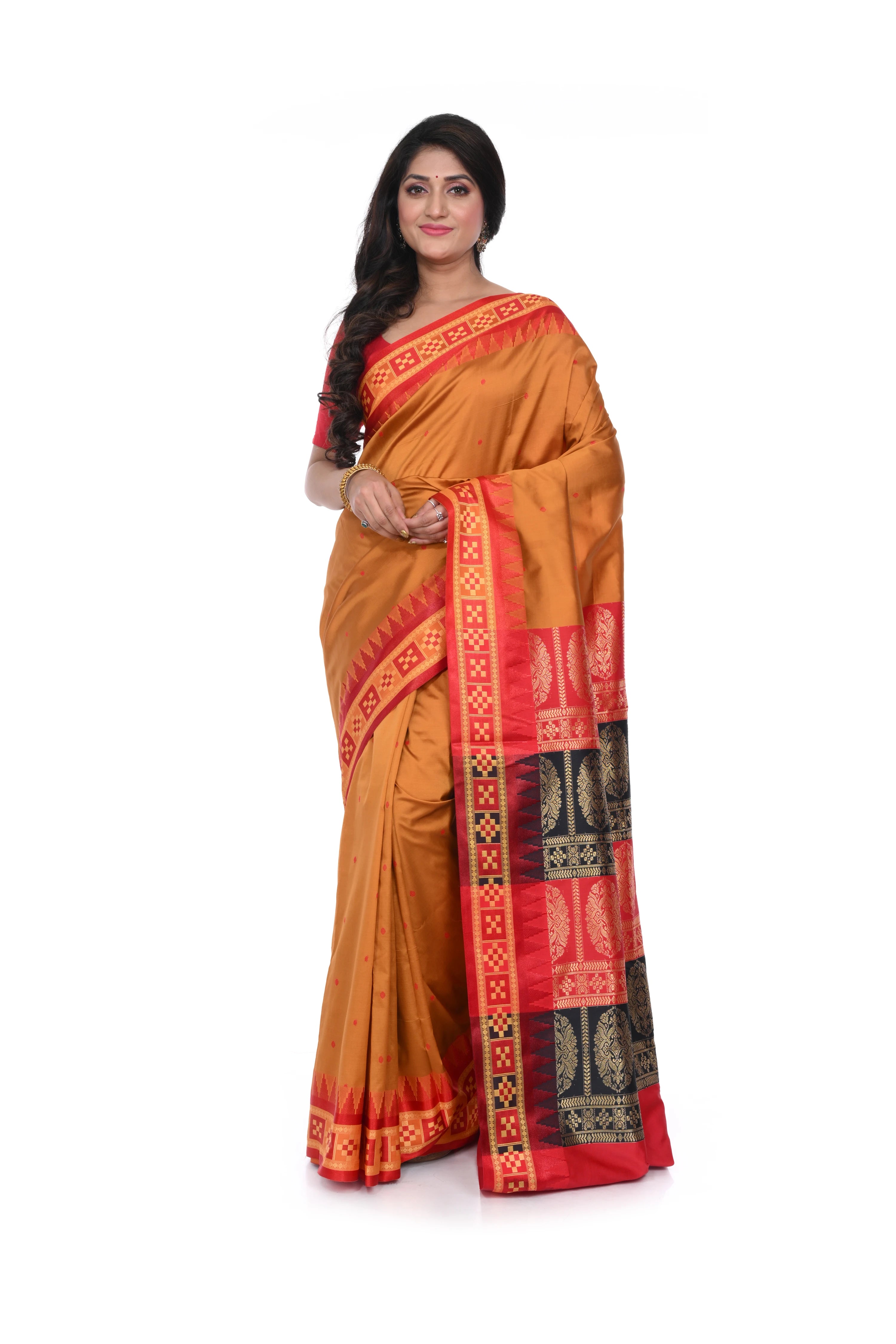 Sambalpuri Silk Replica Saree with Double Border Saree Yellow Colour